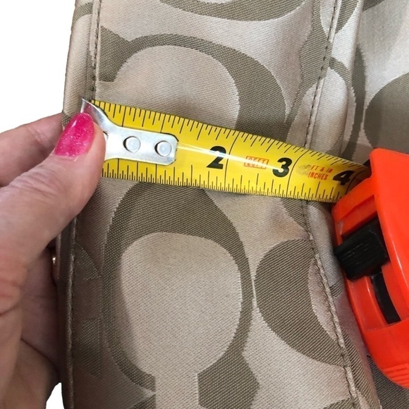 Coach | Bags | Coach Multicolor Tote Bag | Poshmark Coach F17574 Signature Tote Bag Functional Interior Sequin Stripe Beige/Gold OS main image 1